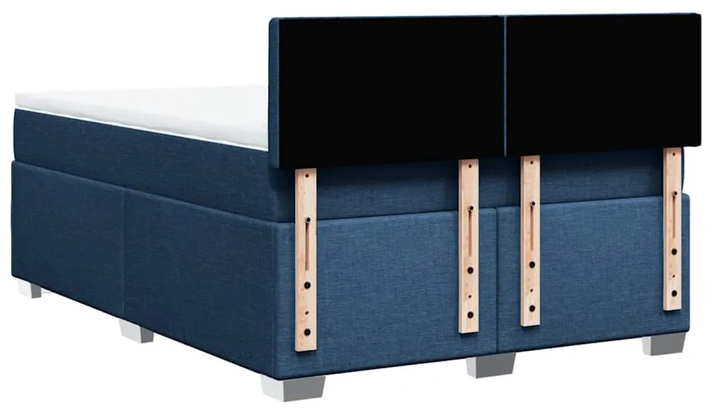 Cama com molas/colchão 140x190 cm tecido azul