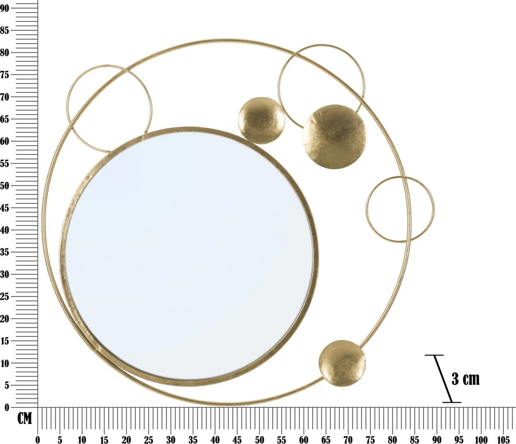 ESPELHO DE PAREDE PLANET 90X3X83 CM DOURADO