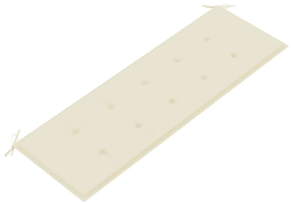 Banco Batavia c/ almofadão cor creme 150 cm madeira de teca maciça