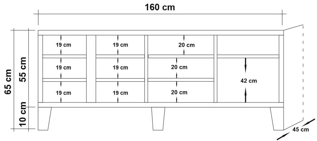 Móvel TV Marina – Pinho Atlântico – 160 cm x 65 cm x 45 cm