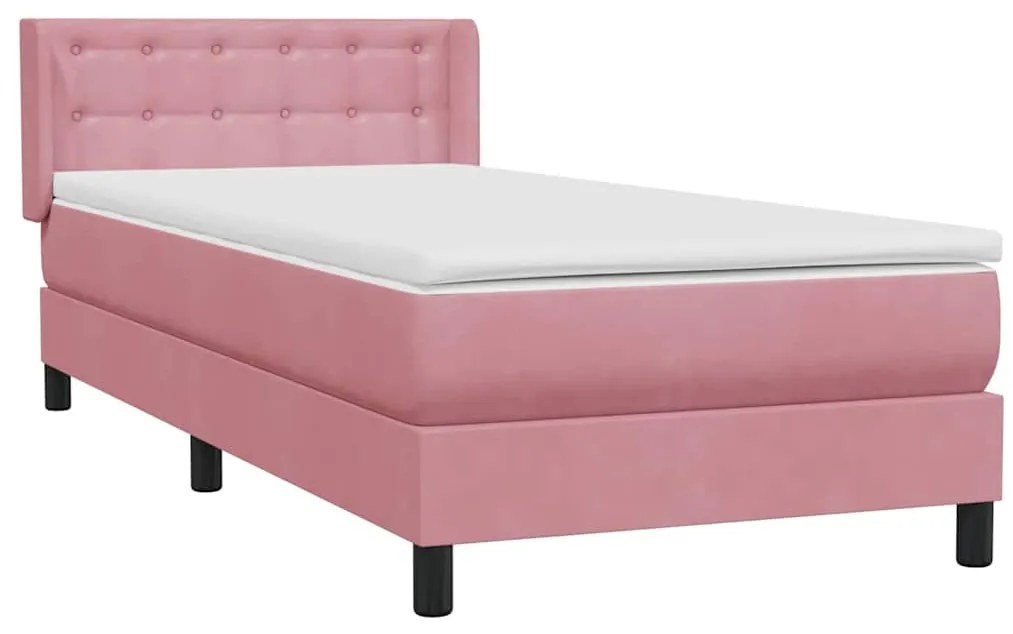 Cama com molas/colchão 100x220 cm veludo Rosa