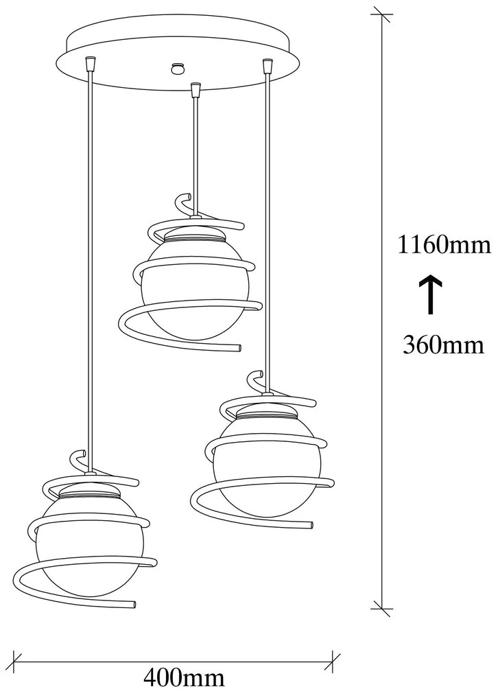 Candeeiro de Teto Elegance – Preto – Diâmetro 40 cm, Altura 116 cm