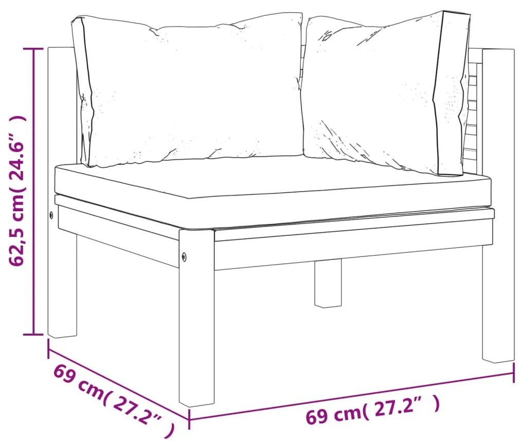 8 pcs conjunto lounge de jardim com almofadões acácia maciça