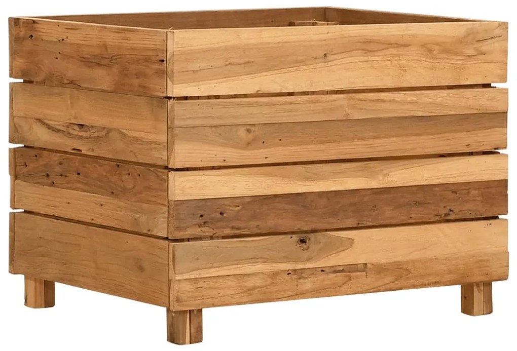 Vaso/floreira 50x40x38 cm madeira de teca reciclada e aço