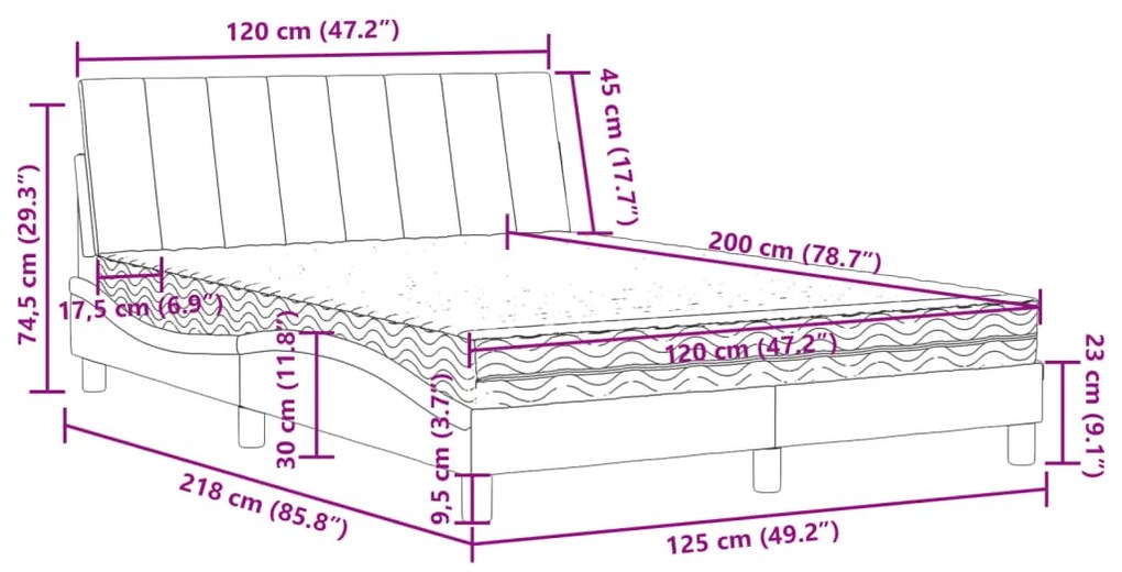 Cama com colchão 120x200 cm veludo rosa