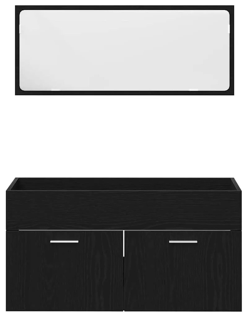 Conjunto de Móveis para Casa de Banho 4 Peças Carvalho Preto Madeira E