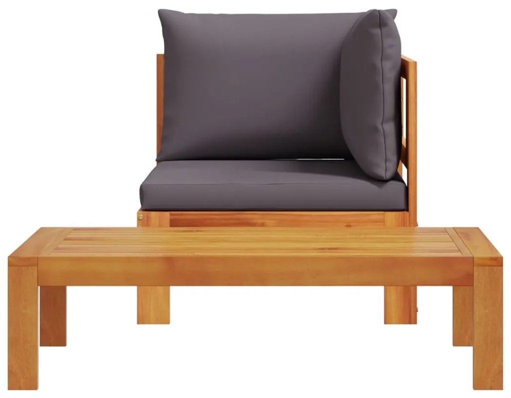 2 pcs conjunto de sofás de jardim c/ almofadões acácia maciça