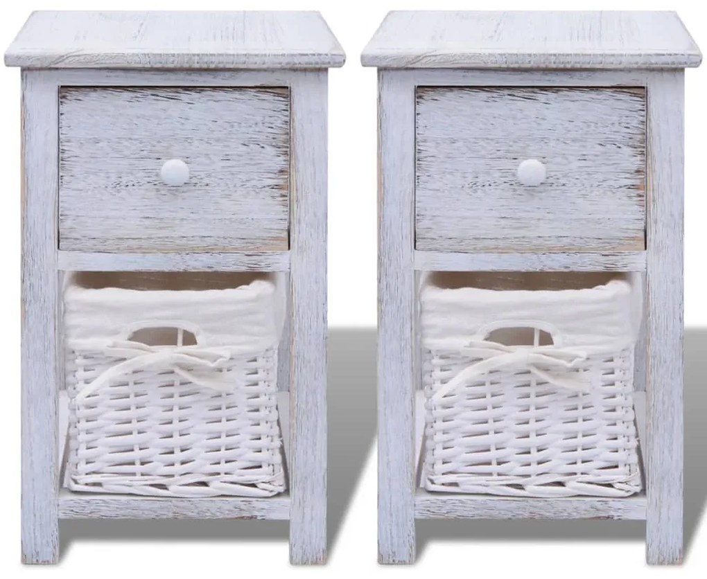 Mesas de cabeceira 2 pcs madeira branco