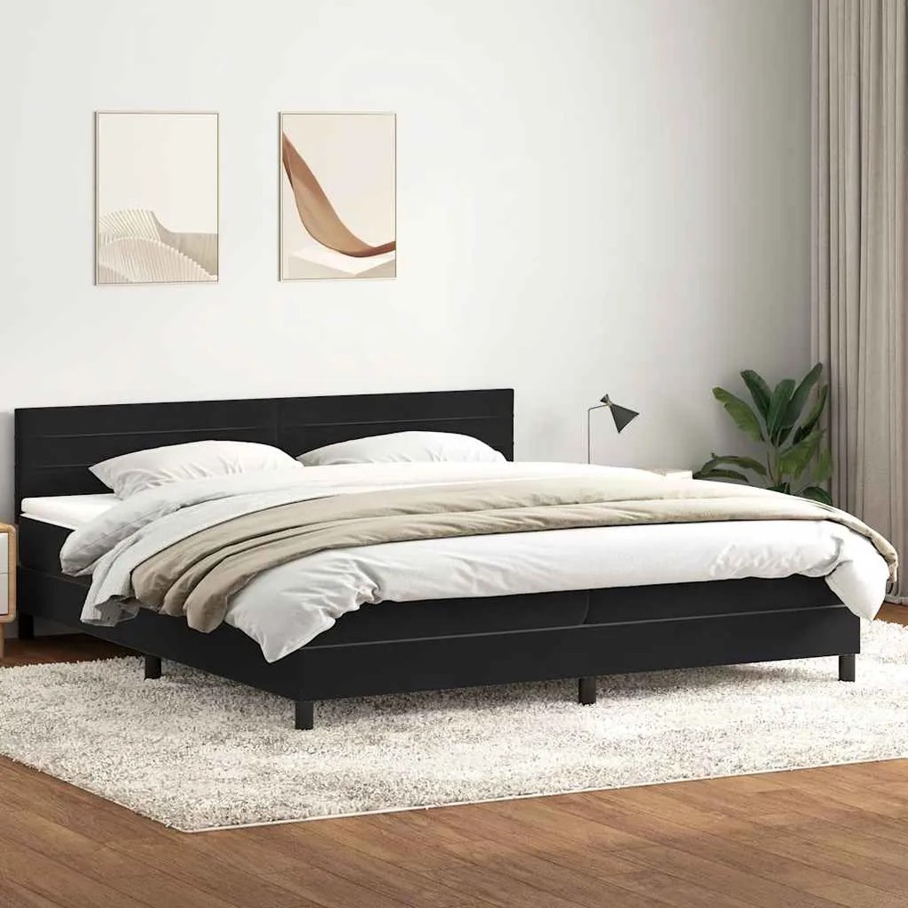 vidaXL Cama com molas/colchão 200x220 cm veludo preto