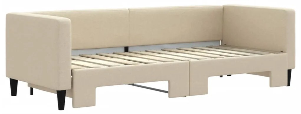 Sofá-cama com gavetão 80x200 cm tecido cor creme