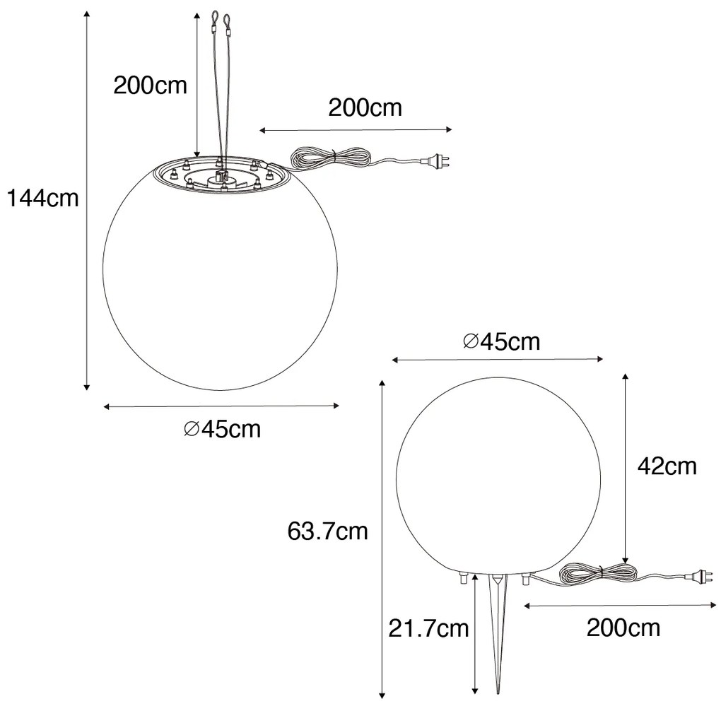 Candeeiro de exterior inteligente cinzento 45 cm IP65 com LED - Nura Moderno