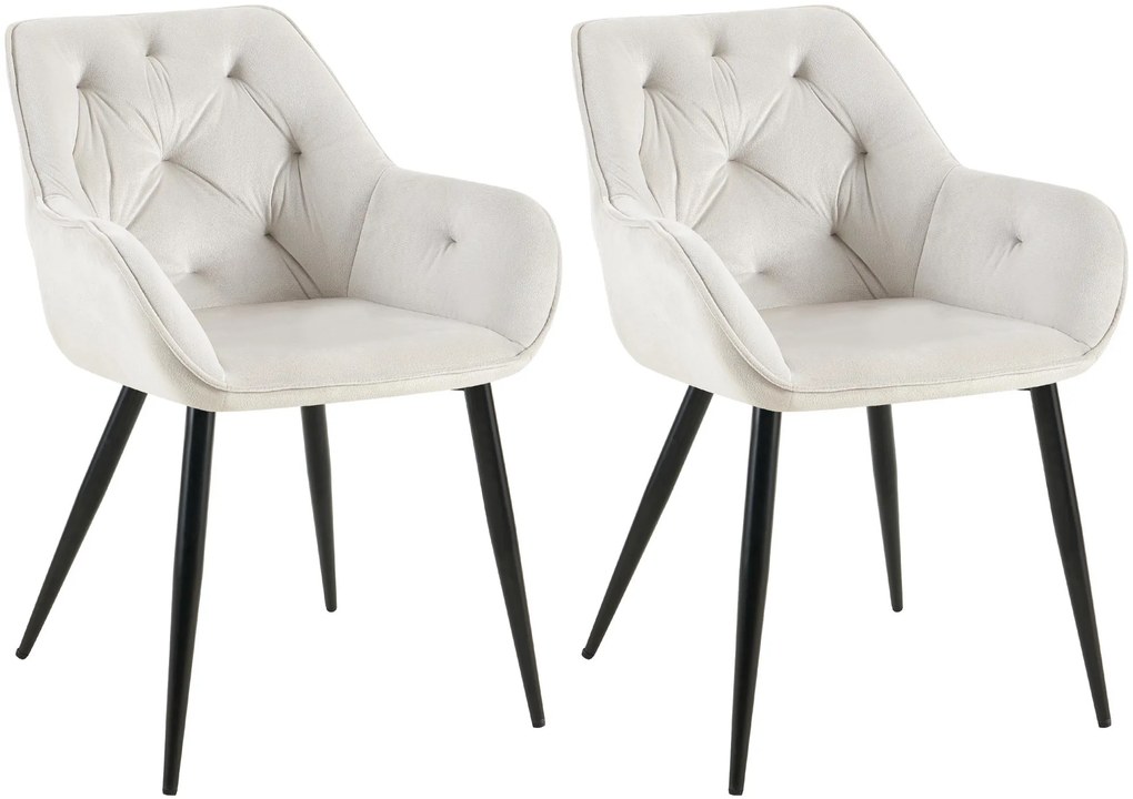 Conjunto de 2 cadeiras de sala de jantar Cassis em veludo  e com estrutura preta 56 x 81 x 58 cm Cinzento claro