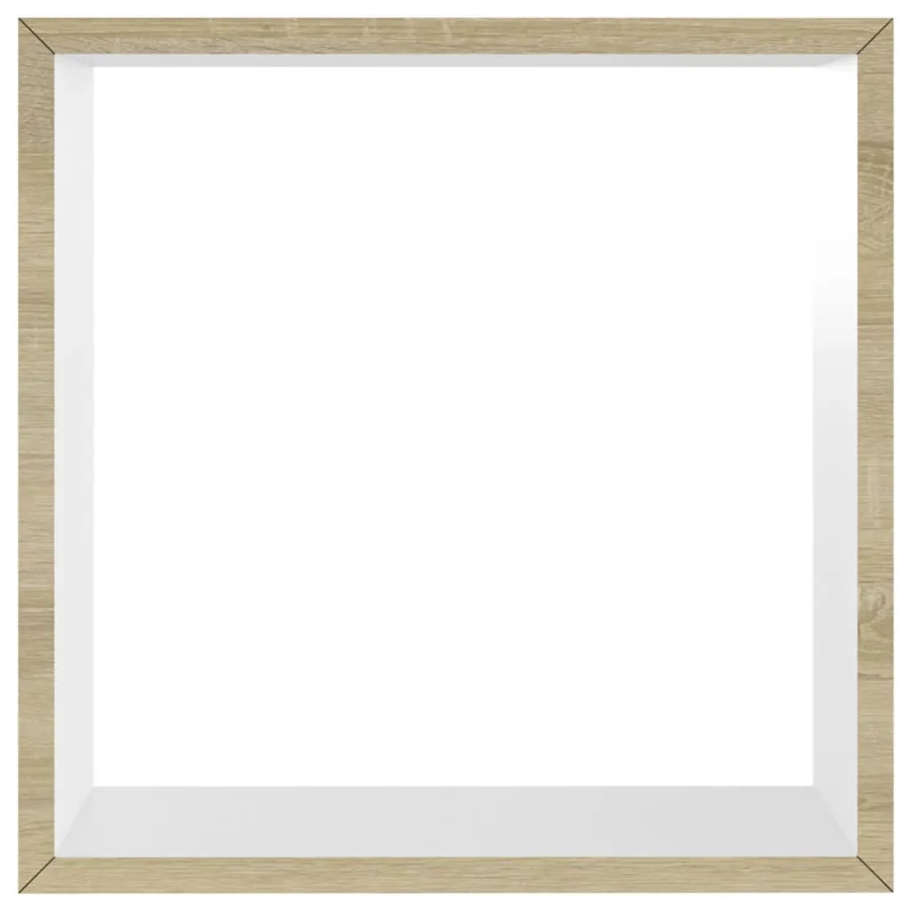 Prateleiras parede forma de cubo 3pcs cm branco/carvalho sonoma
