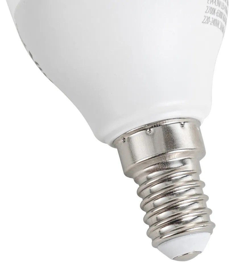 Conjunto de 5 lâmpadas LED E14 inteligentes reguláveis G45 Opal 4,9W 470 lm 2700-6500K