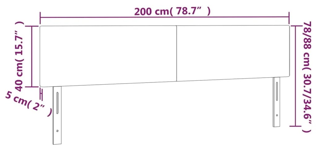 Cabeceira de cama c/ luzes LED veludo 200x5x78/88 cm rosa