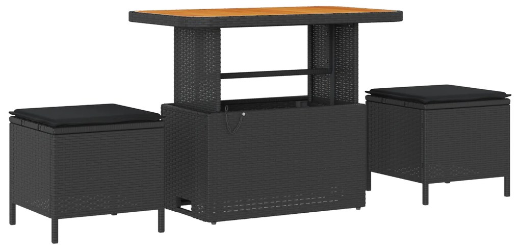 Conjunto de 8 Peças de Sofás de Jardim com Almofadas em Rattan Preto d