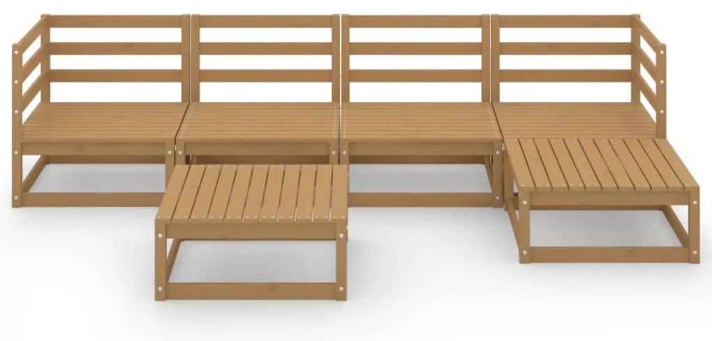 6 pcs conjunto lounge de jardim pinho maciço castanho mel