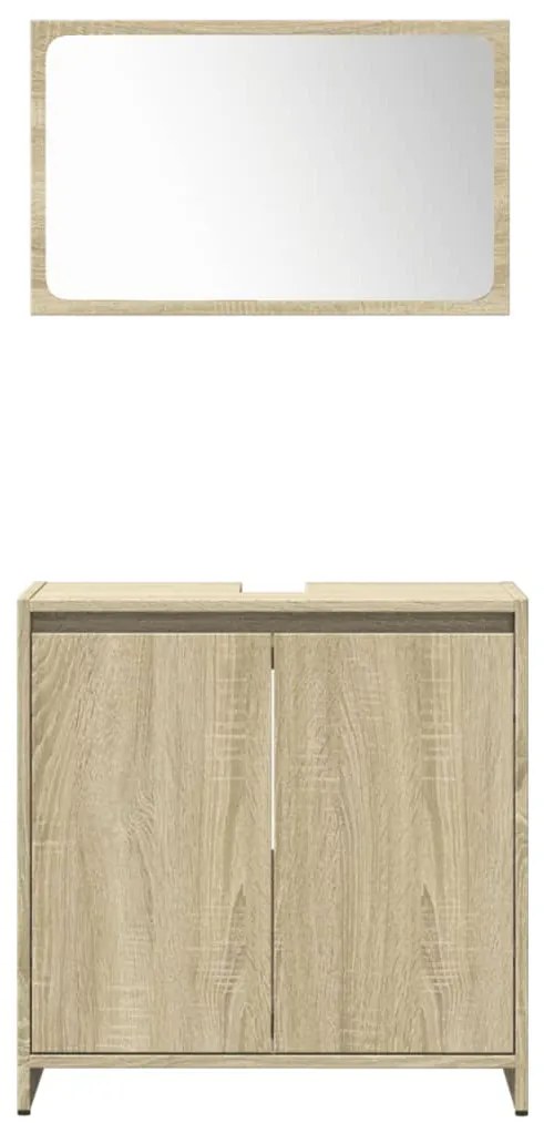 4 pcs conj. móveis casa banho derivados madeira carvalho sonoma