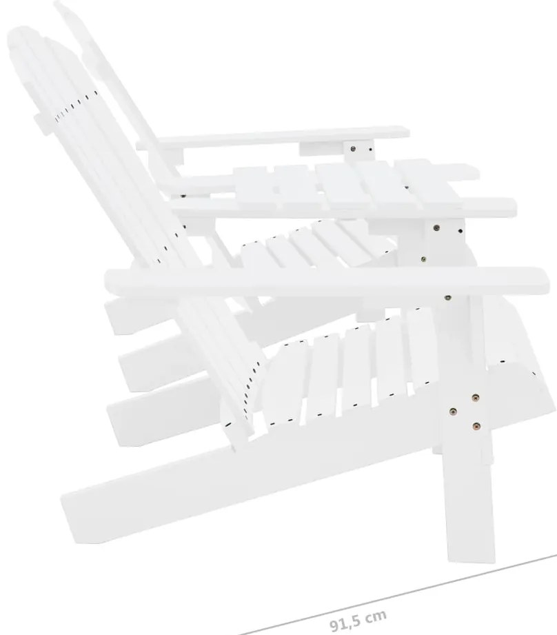 Cadeiras jardim Adirondack + mesa centro madeira abeto branco