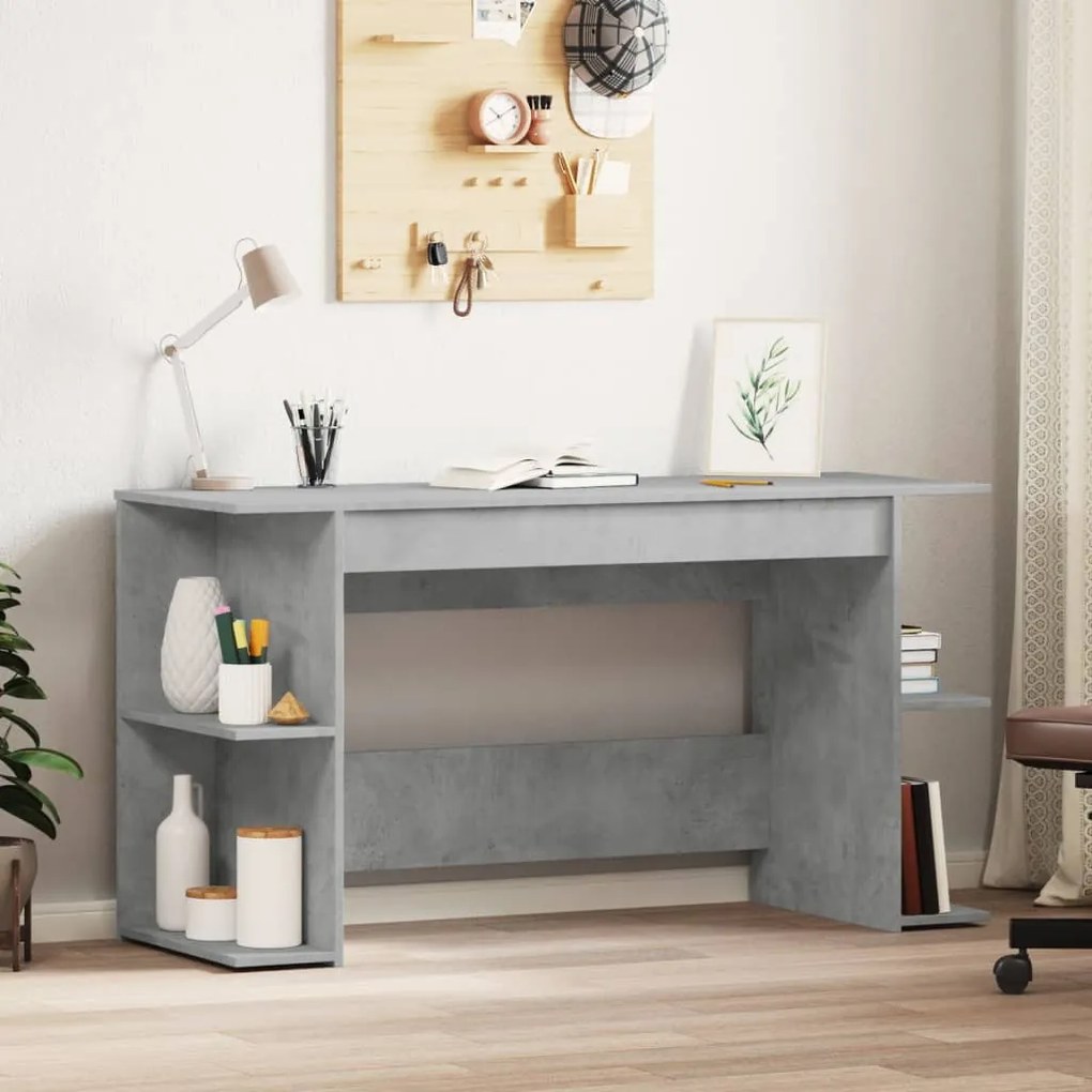 vidaXL Secretária 140x50x75 cm derivados de madeira cinza cimento