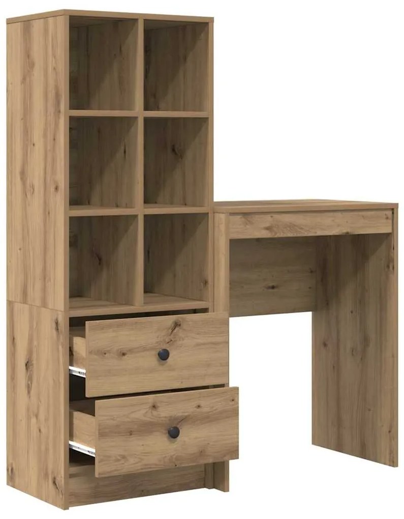 Escrivaninha com Armazenamento Carvalho Artesão Aglomerado de Madeira