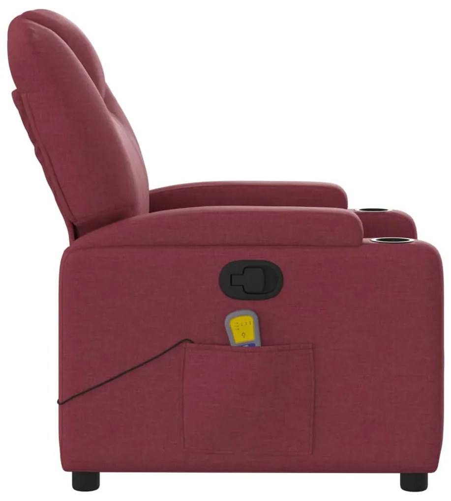 Poltrona de massagens reclinável tecido vermelho tinto