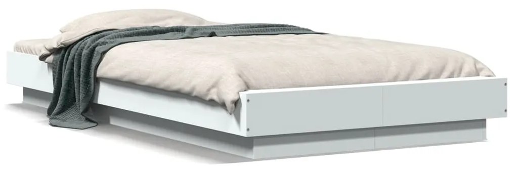 Estrutura cama c/ luzes LED 100x200 cm derivados madeira branco