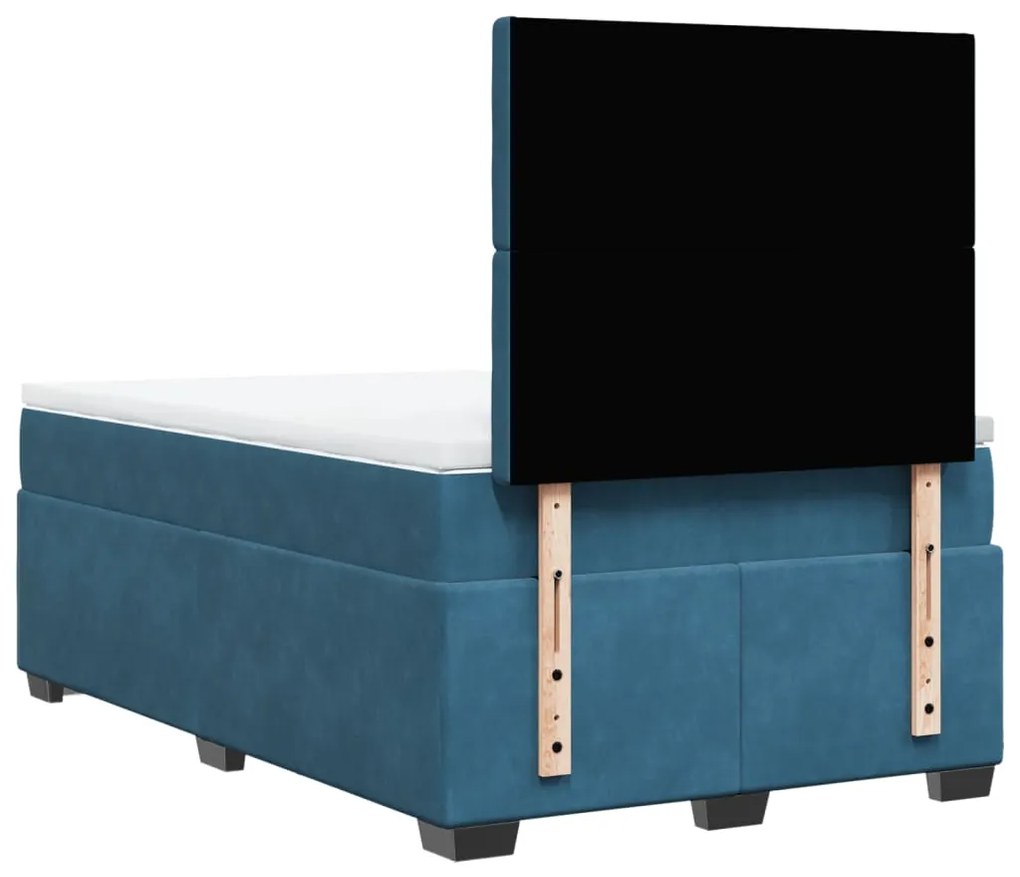 Cama boxspring com colchão 120x190 cm veludo azul