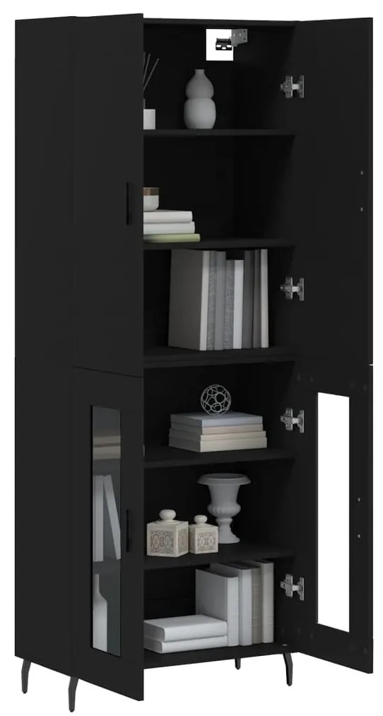 Armário alto 69,5x34x180 cm derivados de madeira preto