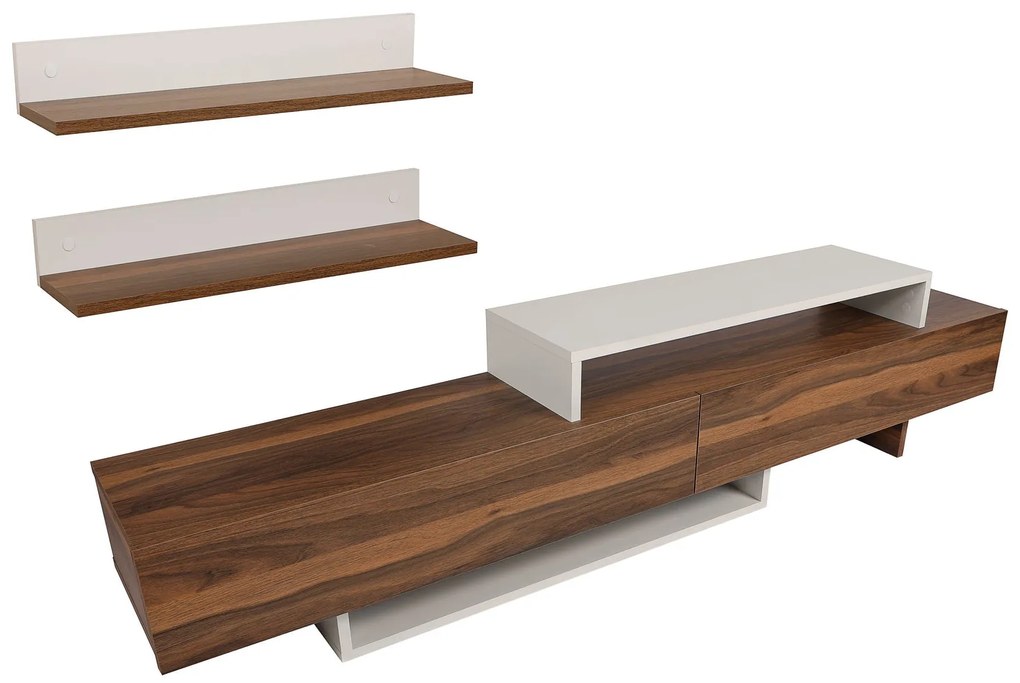 Unidade de TV Nirvana – Branco e Teca – 180x41,7x29,5 cm | Tribo Home