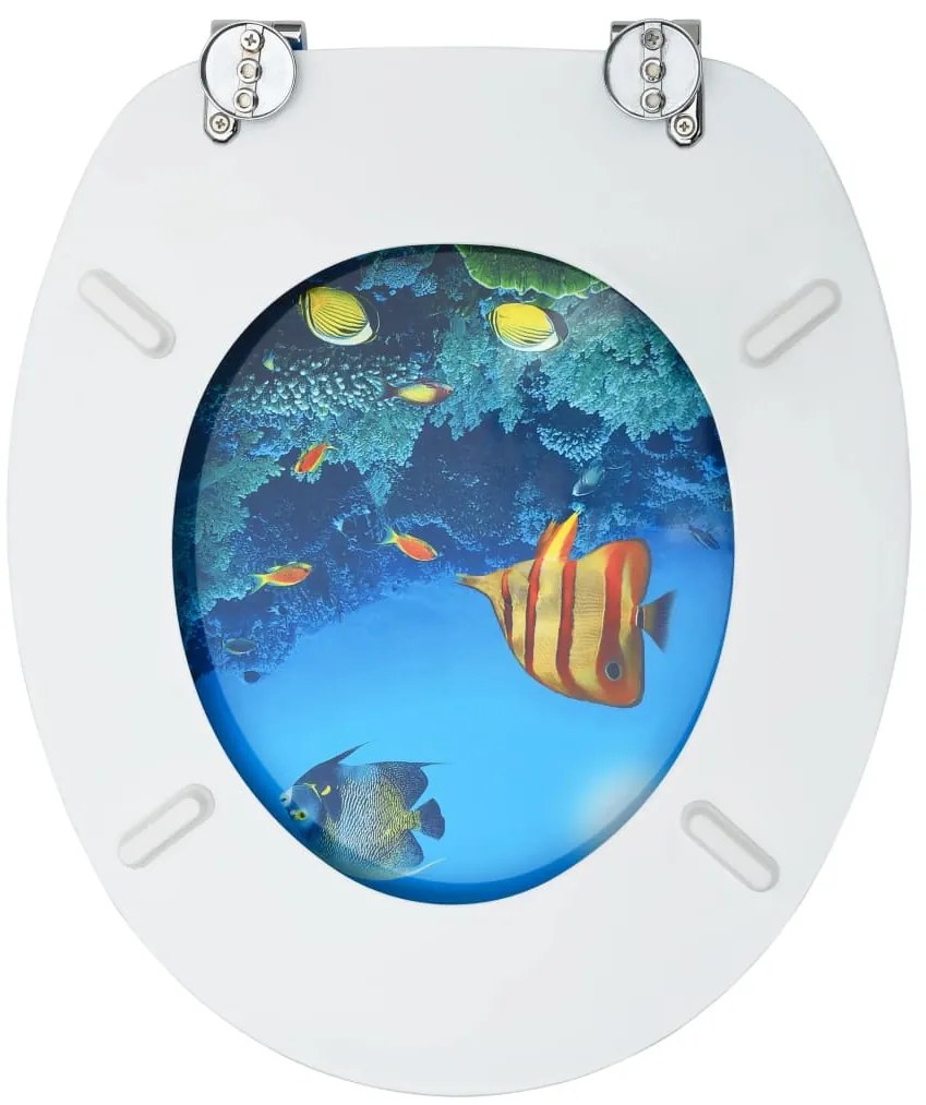 Assentos sanita com tampas 2 pcs MDF design mar profundo