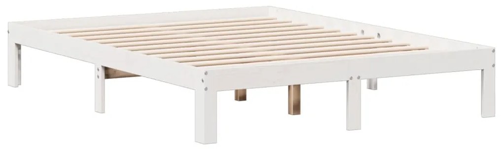 Cama com estante sem colchão 140x200 cm pinho maciço branco