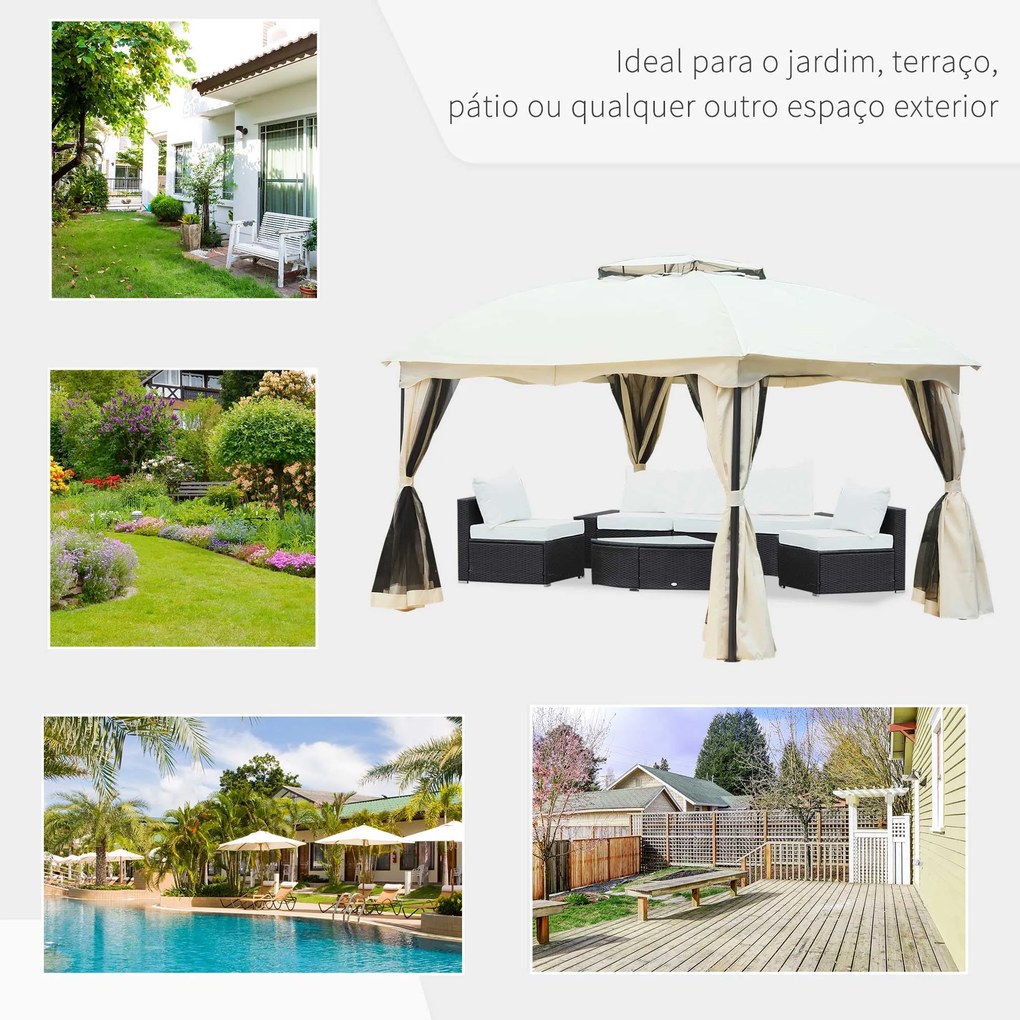 Pérgola Exterior 3x3.65x2.82m de Jardim Marco de Ferro com Parede Late