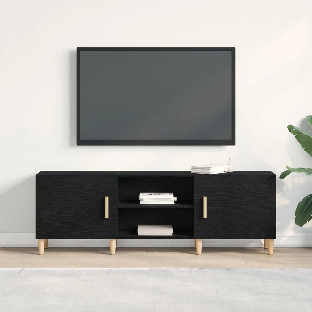 Suporte para TV vidaXL - Carvalho Preto, 150x30x50 cm, Feito de Madeir