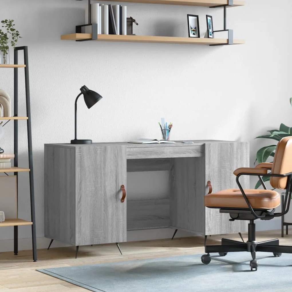 vidaXL Secretária 140x50x75 cm derivados de madeira cinzento sonoma