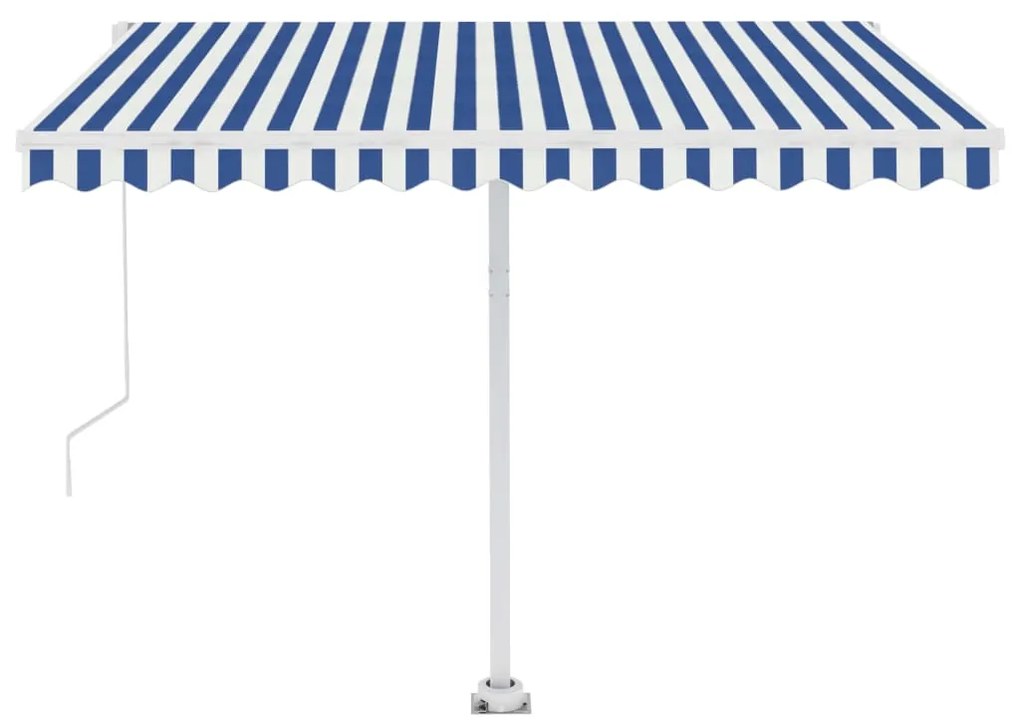 Toldo automático LED e sensor de vento 350x250 cm azul e branco