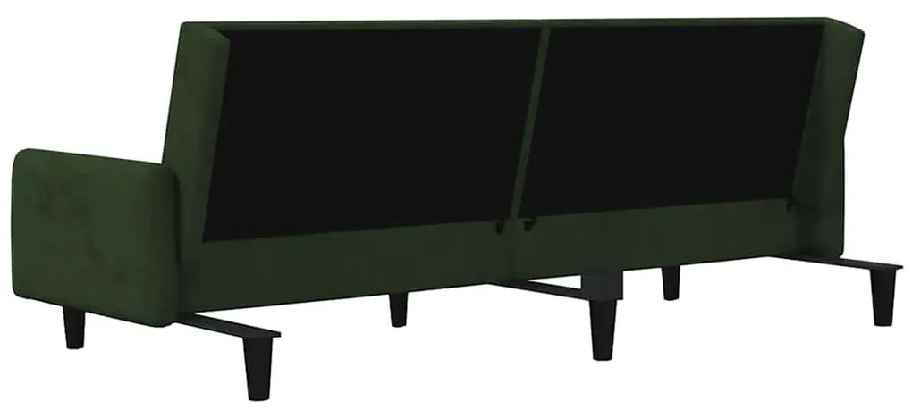 Sofá-cama de 2 lugares veludo verde-escuro