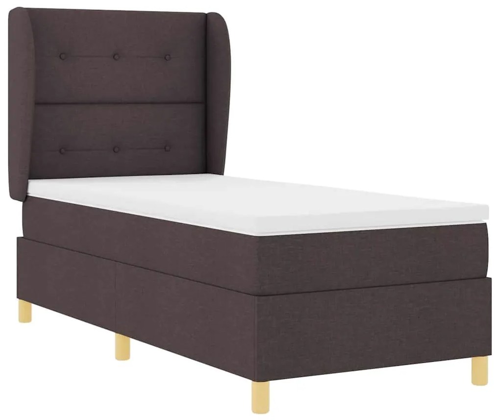 Cama Box Spring vidaXL com Colchão Marrom Escuro 100x200 cm Tecido