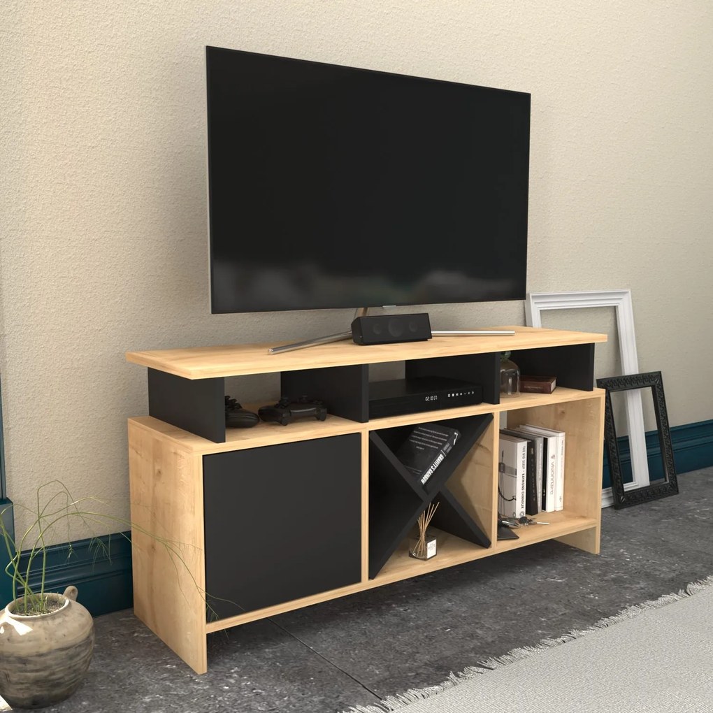 Móvel para TV Auburn – Carvalho Antracite – 120 cm x 29,9 cm x 60,6 cm