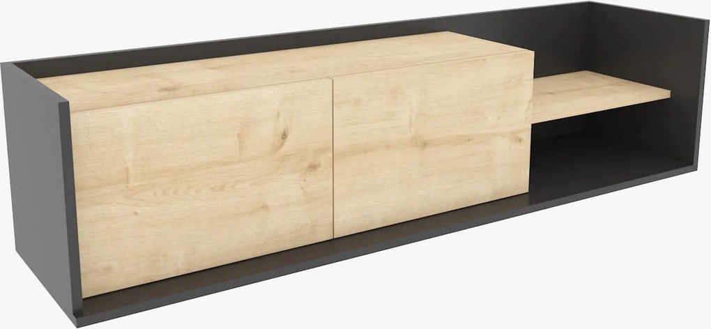Móvel TV Krog – Cinza Antracite e Carvalho – 160 cm x 35 cm x 36,8 cm