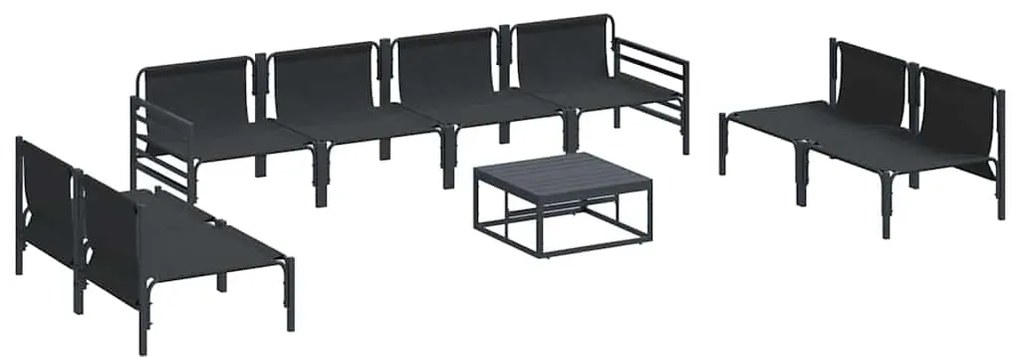 Conjunto de Sofá de Jardim 9 pcs Cinzento-escuro Aço