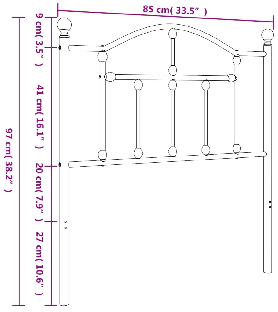 Cabeceira de cama 80 cm metal preto