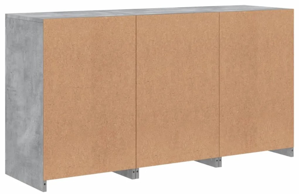 Aparador com luzes LED 123x37x67 cm cinzento cimento