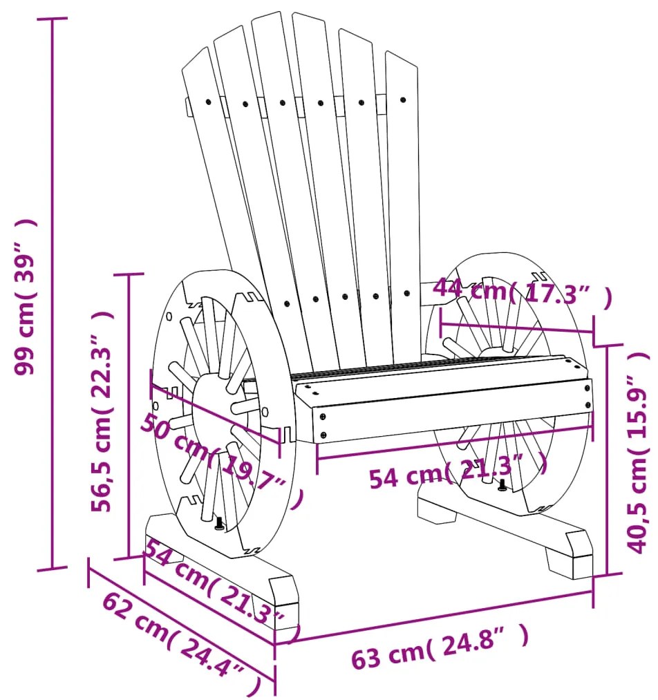 Cadeira Adirondack para jardim madeira de abeto maciça