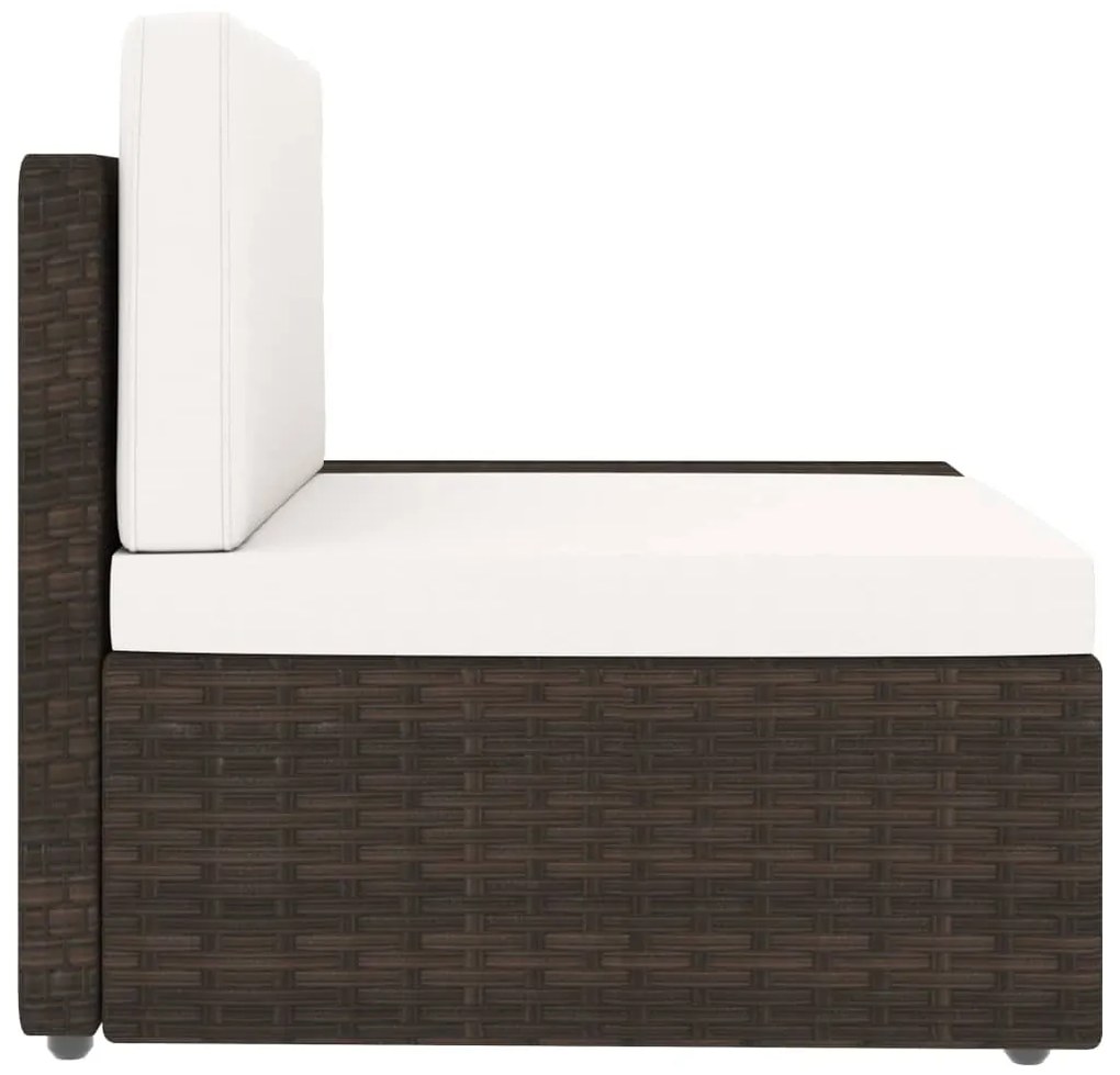 4 pcs conjunto lounge para jardim vime PE castanho