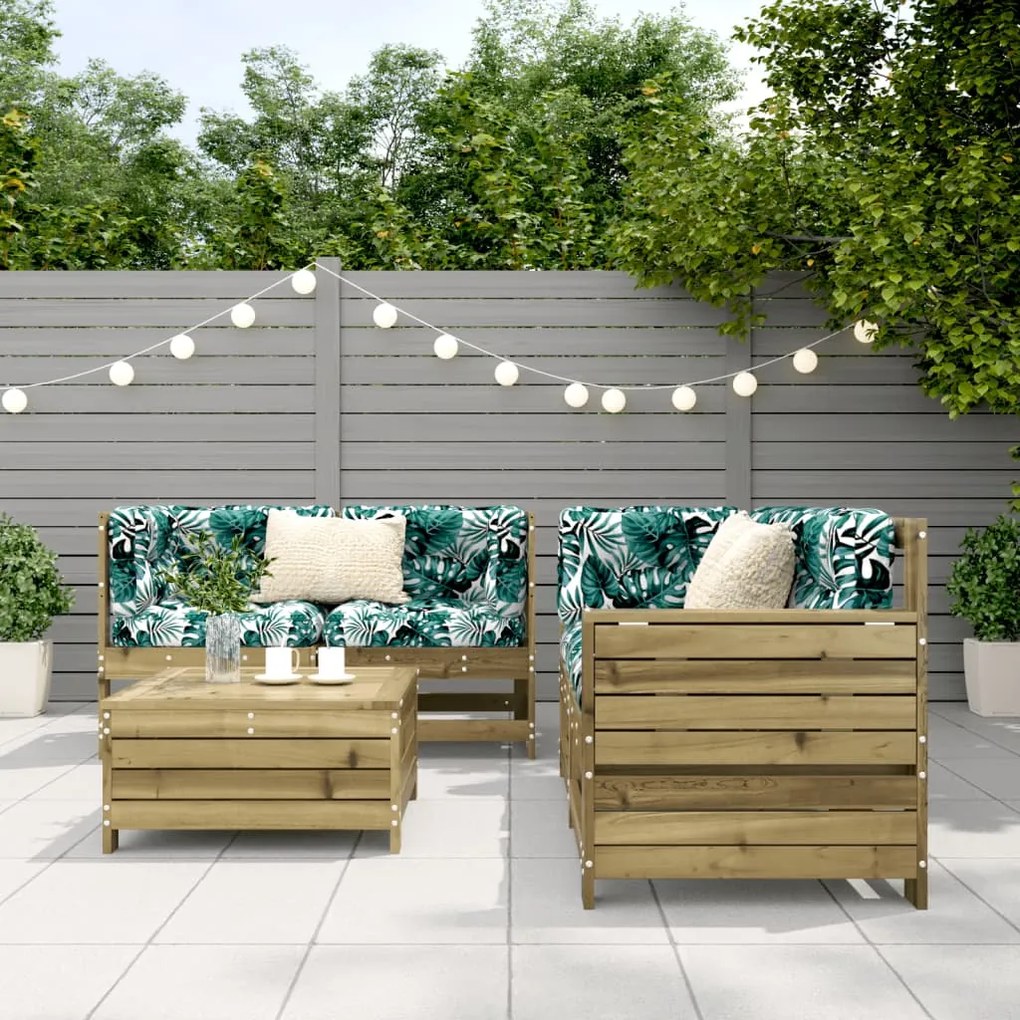 5 pcs conjunto de sofás para jardim madeira de pinho impregnada