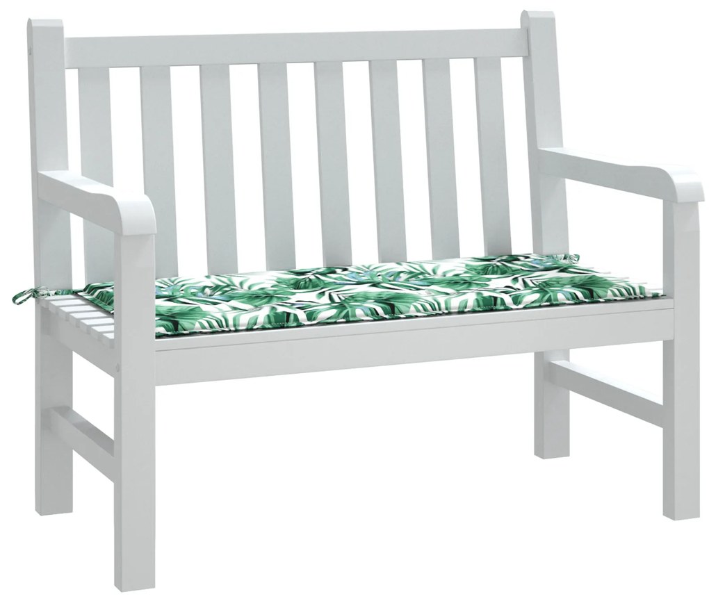 Almofada para Banco de Jardim vidaXL com Estampa de Folhas, 100x50x4 c