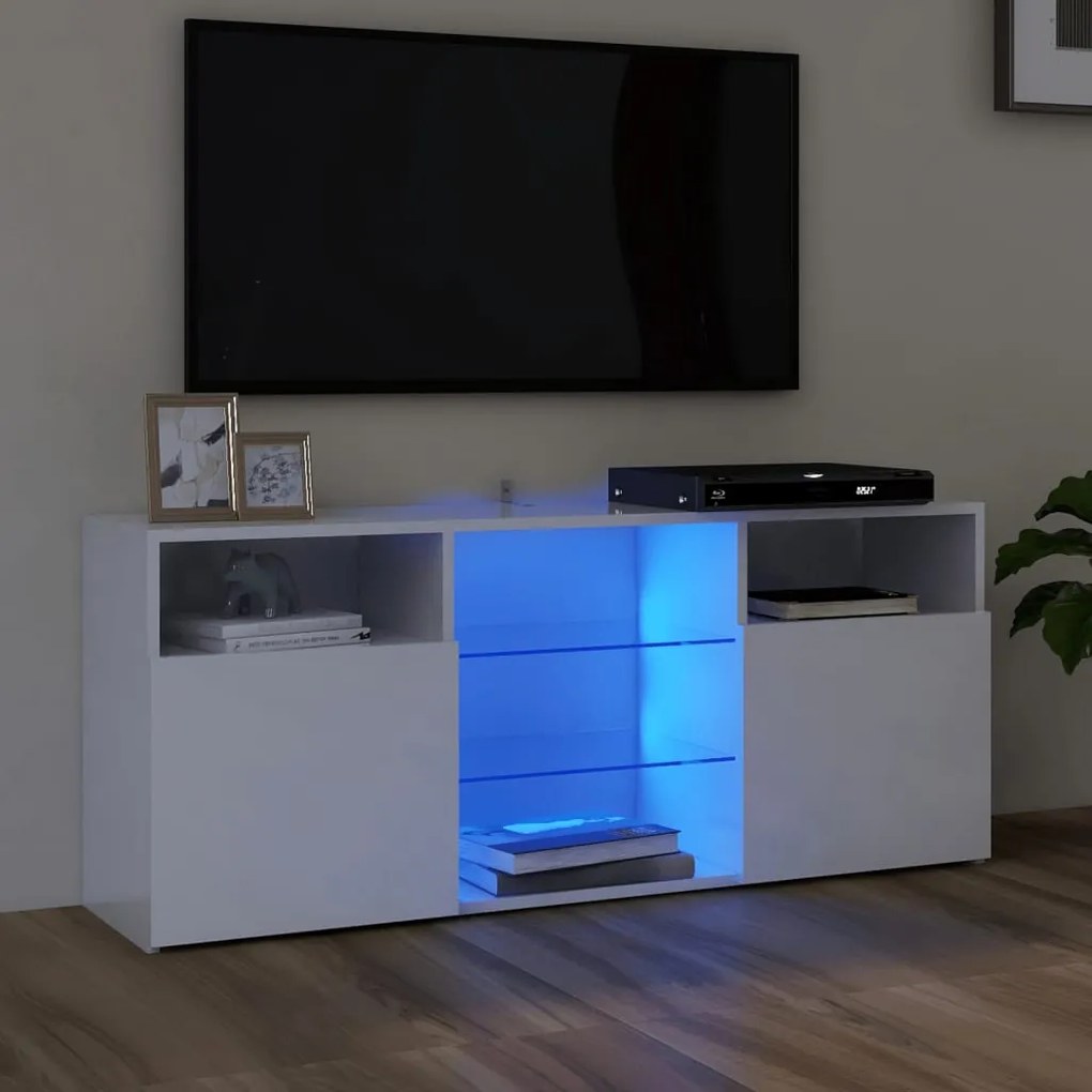 Móvel de TV Maze com Luzes LED de 120cm - Branco Brilhante - Design Mo