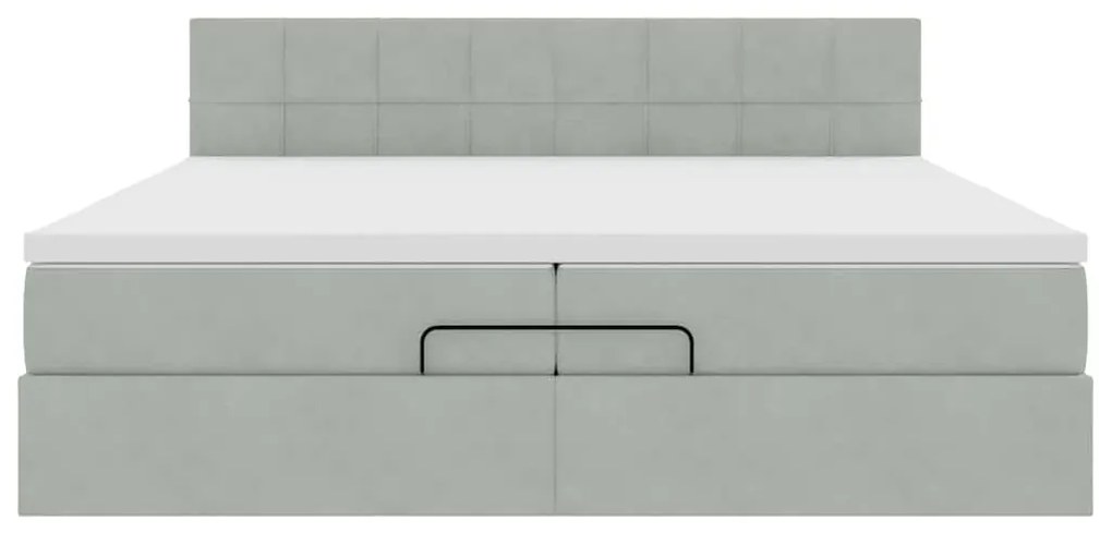 Estrutura de cama otomana com colchão 200x200 cm cinzento claro