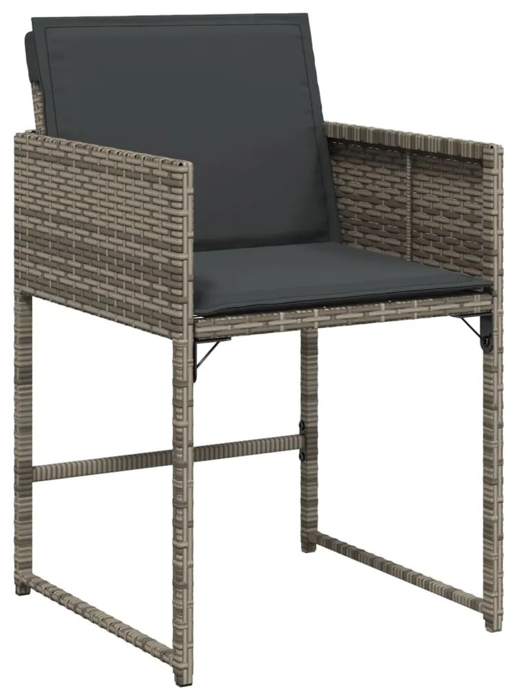 9 pcs conjunto de jantar p/ jardim c/ almofadões vime PE cinza